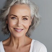 Portrait of beautiful older woman with nice teeth