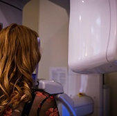 Woman receiving 3D cone beam scan